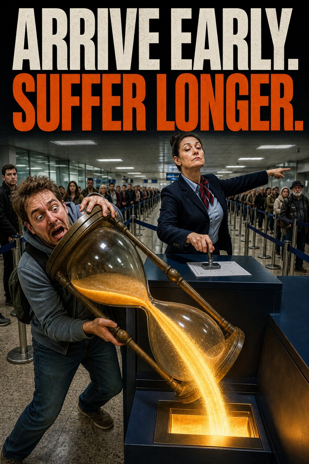 Passenger surrendering time at an airport check-in desk