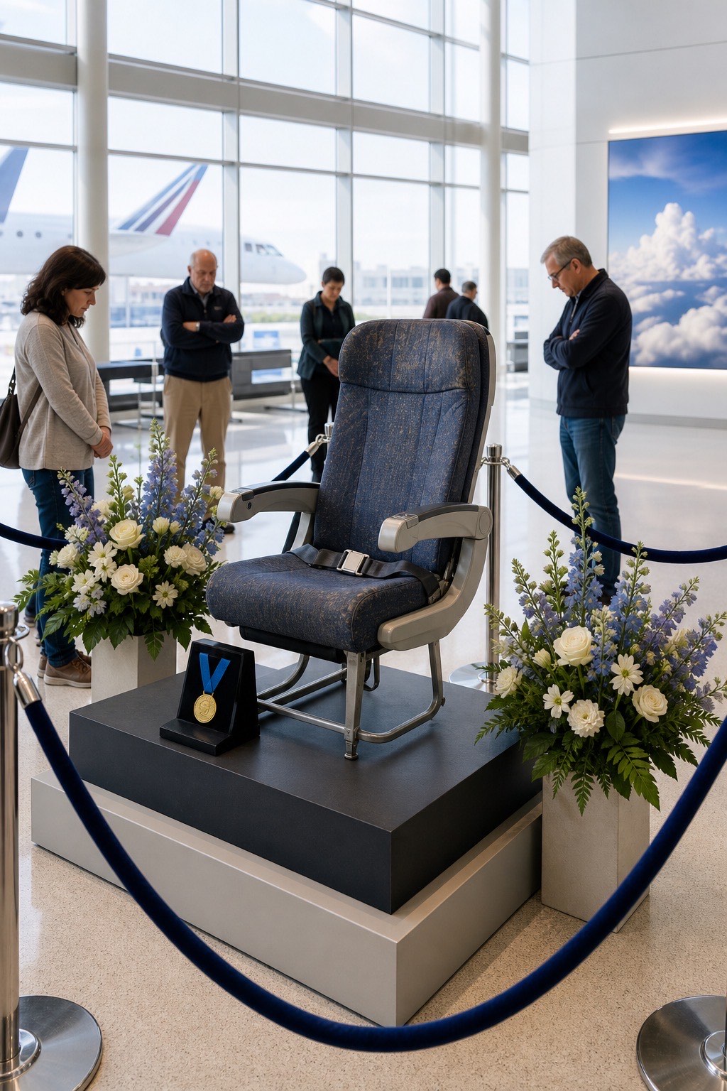 FlyAndCry memorial exhibition honoring the middle seat