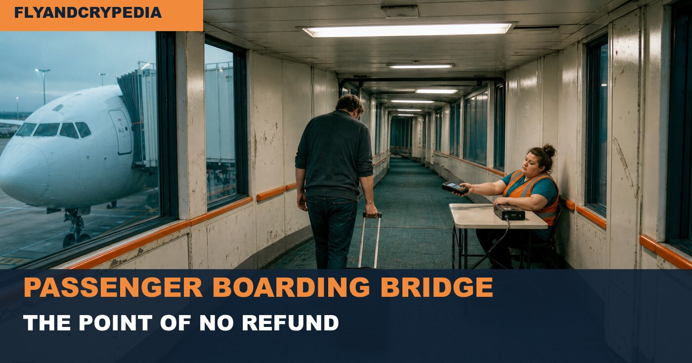 Passenger charged inside a worn jet bridge for the FlyAndCrypedia passenger boarding bridge definition